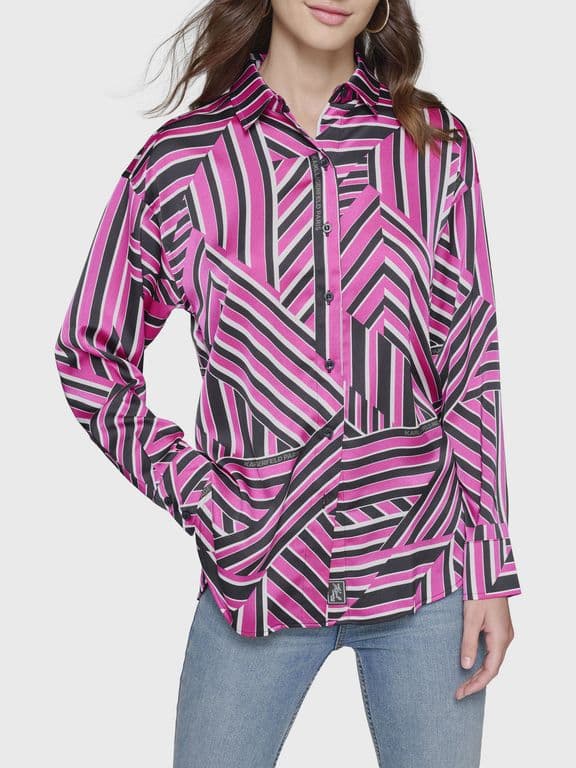 Blusa con print geometrico Fucsia L