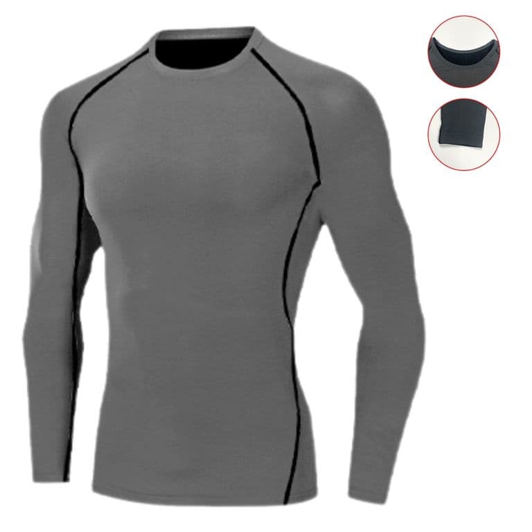 Camiseta Hombre Primera Capa Elasticada Manga Larga Deportiva 305 Gris Oscuro XL/2XL