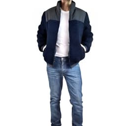 Chaqueta Teddy Hombre Tipo Corderito Gruesa Bolsillos 602 Azul Marino L