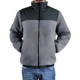 Chaqueta Teddy Hombre Tipo Corderito Gruesa Bolsillos 602 Gris Oscuro M