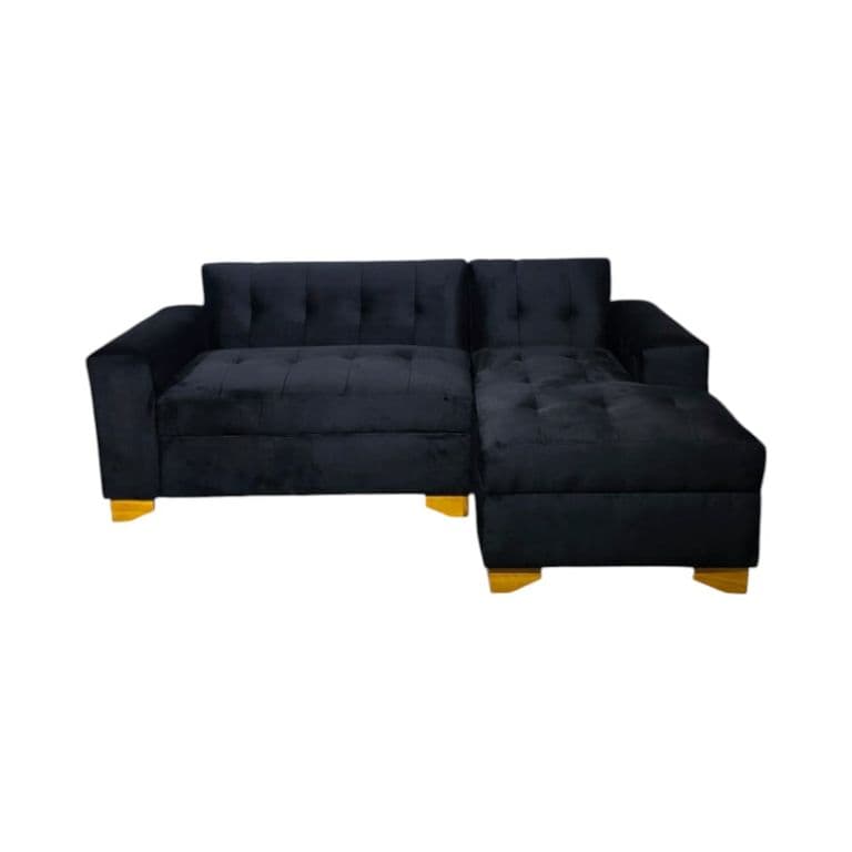 SECCIONAL FELPA NEGRA DIVAN DERECHO
