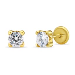 Aro con Circon Solitario de 4mm en Oro 18k Joya Infantil Arito Nina Oro TALLA UNICA
