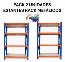 Pack 2 Estantes Metalico Rack Industrial Bodega 200x200x60cm