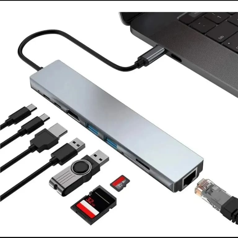 ADAPTADOR MULTIPUERTO HUB TIPO C 8 EN 1
