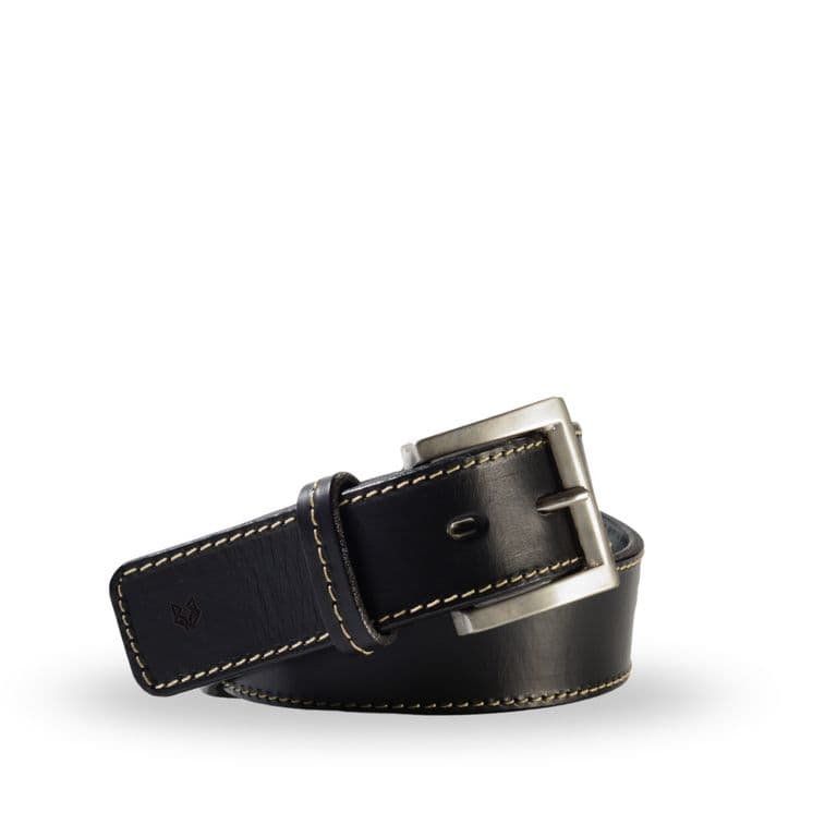 Cinturon Hombre De Cuero Costuras Casual Negro Veroz Negro 100