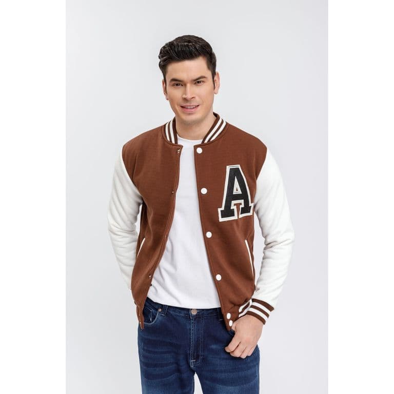 Chaqueta Universitaria Hombre Gruesa Forro Piel Bolsillos 7579 Cafe L