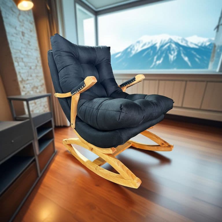 SILLA MECEDORA COQUETTE CON APOYA BRAZO NEGRO LINO