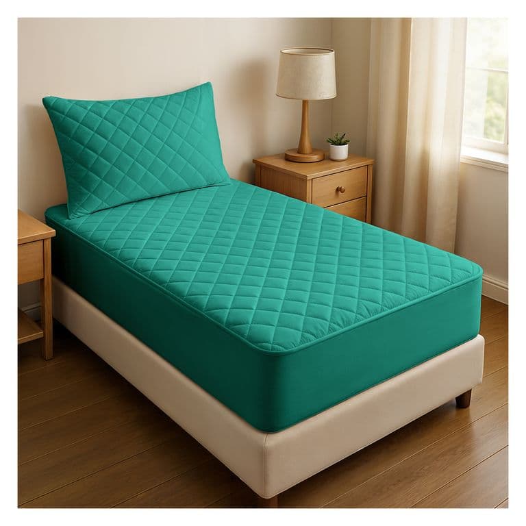 CUBRE COLCHON 1,5 PLAZAS IMPERMEABLE - Verde - 1.5 PLAZAS Blanco