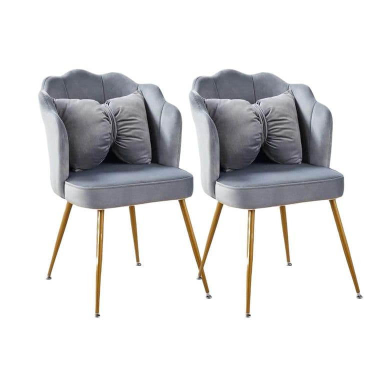 Pack de 2 Silla Sitial Fancy terciopelo base Dorada - Gris