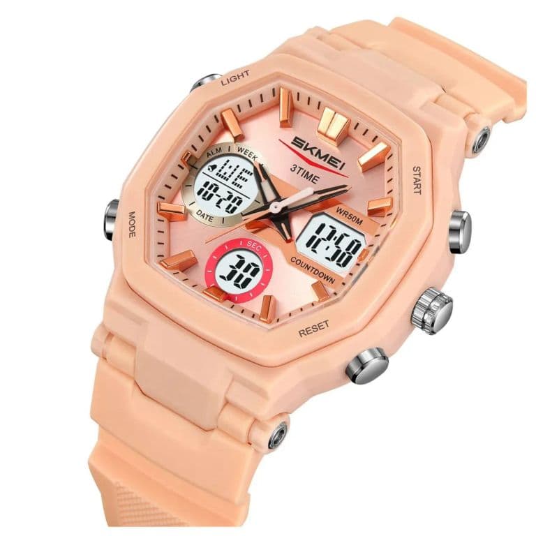 Reloj cuarzo deportivo Unisex analogico pantalla digital Led Rosa S/M