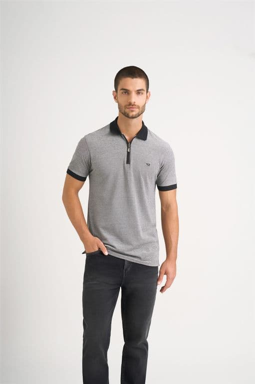 Velez Polera Cuello Casual Algodon Hombre Cremallera Negro Negro S
