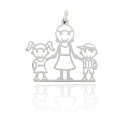 Colgante Madre Nina Nino Calado Plata Fina 925 Plateado TALLA UNICA