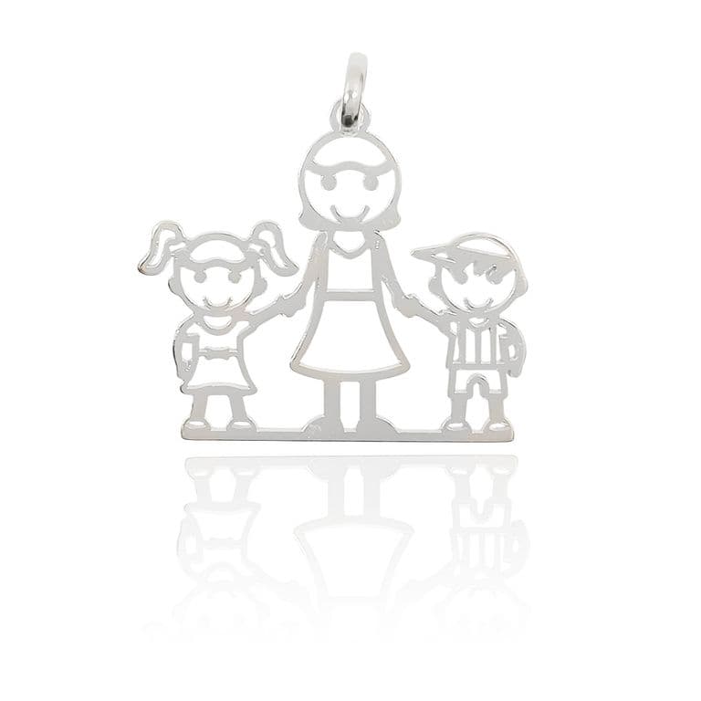 Colgante Madre Nina Nino Calado Plata Fina 925 Plateado TALLA UNICA