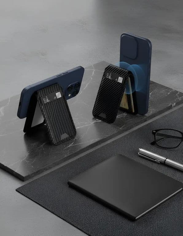 Tarjetero Celular Magnetico Plegable Compatible Magsafe Negro TALLA UNICA