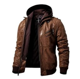 Chaqueta De Cuero Genuino Hombre Cafe S