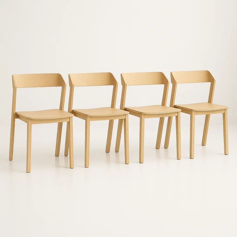 Pack de 4 Sillas de Comedor Madera Rover Viena Natural