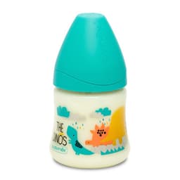 MAMADERA 150ML TETINA REDONDA SILICONA DINO CELESTE 0M