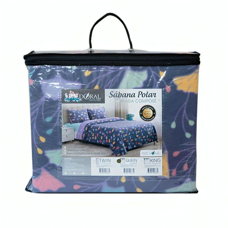 Sabanas de Polar Compose King Hojas Morado