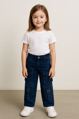 Pantalon Cargo Juvenil Para Nina Azul 6