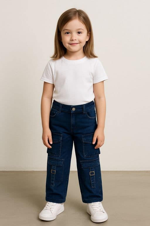 Pantalon Cargo Juvenil Para Nina Azul 6