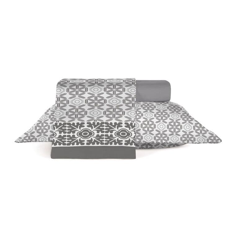 Juego de Sabanas 4 Piezas MOSAICO 2 12 plazas - 180 hilos en 100% Algodon Negro QUEEN