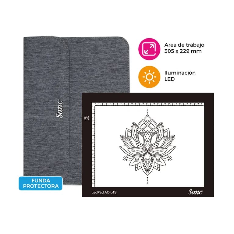 Tableta de Luz Led AC-L4S Black tipo Huion con Funda