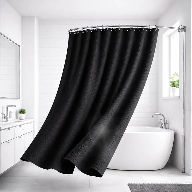 Cortina De Bano Impermeable Tela Ducha + 12 Gancho Premium 180 x 180 Cm
