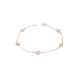 Pulsera Oro Miel 18kt Corazones Rosa 19