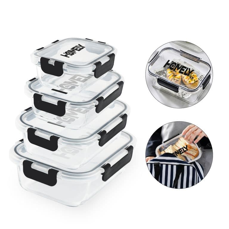 Tupper Hermetico 3.57 L Frasco Vidrio Templado Set x4.