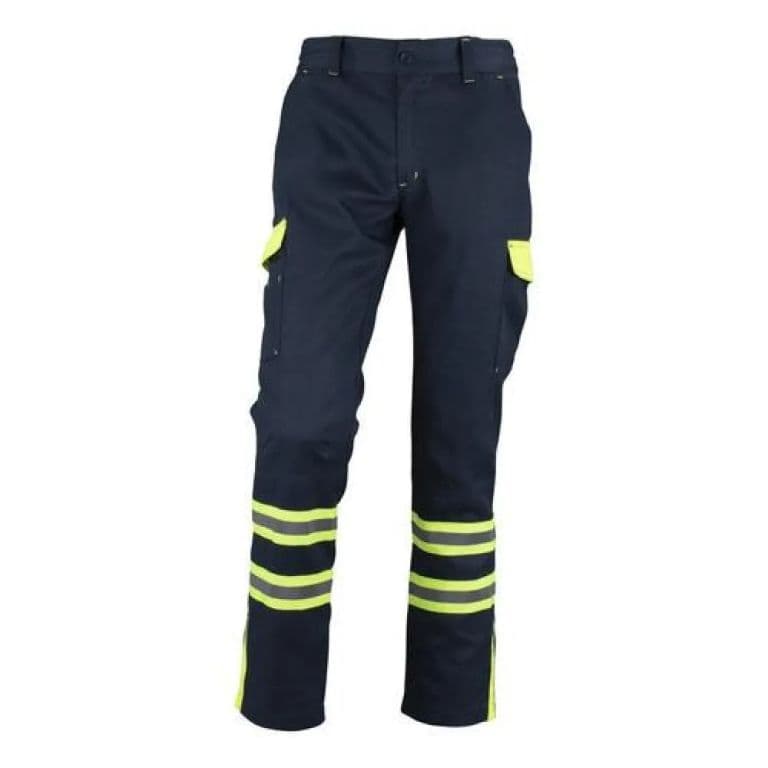 Pantalon Cargo Gabardina Bicolor Con Cinta Reflectante - Azul Marino Azul Marino S