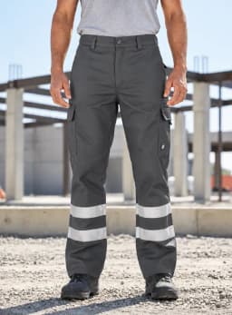 Pantalon Cargo Gabardina Con Cinta Reflectante Hombre Negro S