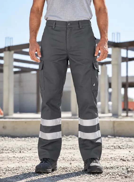 Pantalon Cargo Gabardina Con Cinta Reflectante Hombre Negro S