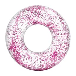 Flotador Anillo Transparente Glitter Rosado
