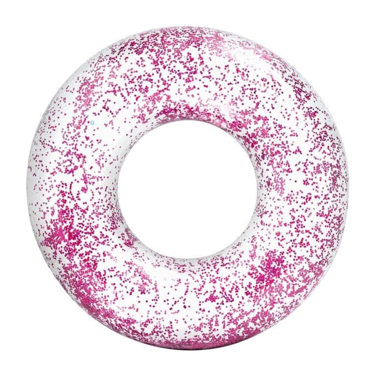 Flotador Anillo Transparente Glitter Rosado