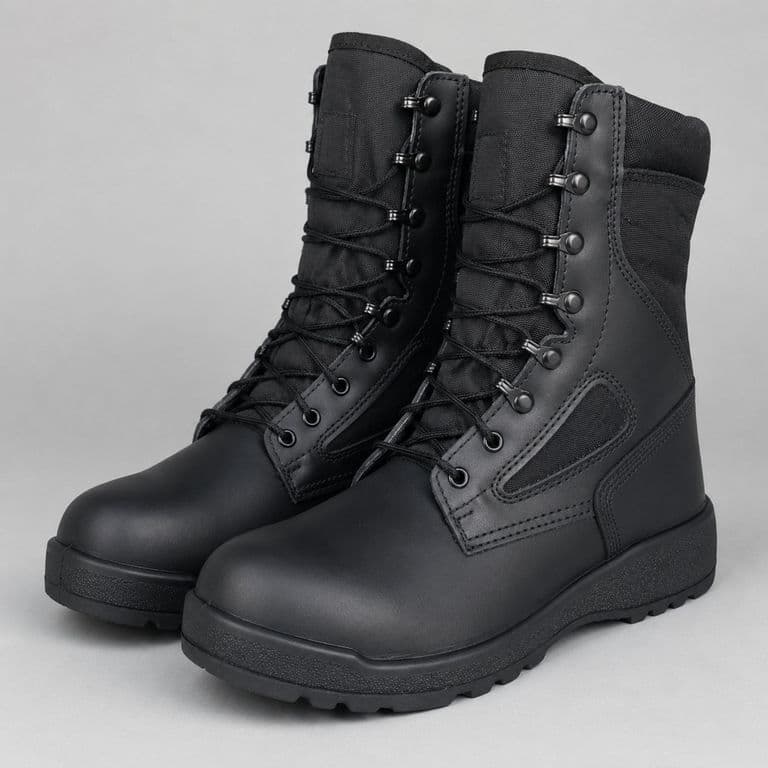 Botas Tacticas Unisex Adulto Cuero Negro 44
