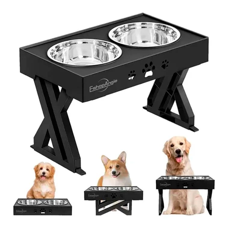 Comedero-bebedero Para Perros Altura Ajustable - Plato Acero