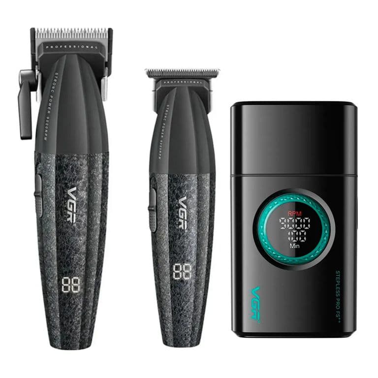 Barber Combo VGR V640 CortapeloPatillera y Afeitadora Negro