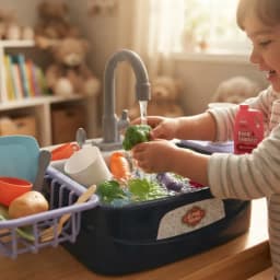 Lavaplatos Juguete Agua Real 26 Accesorios Cocina Ninos
