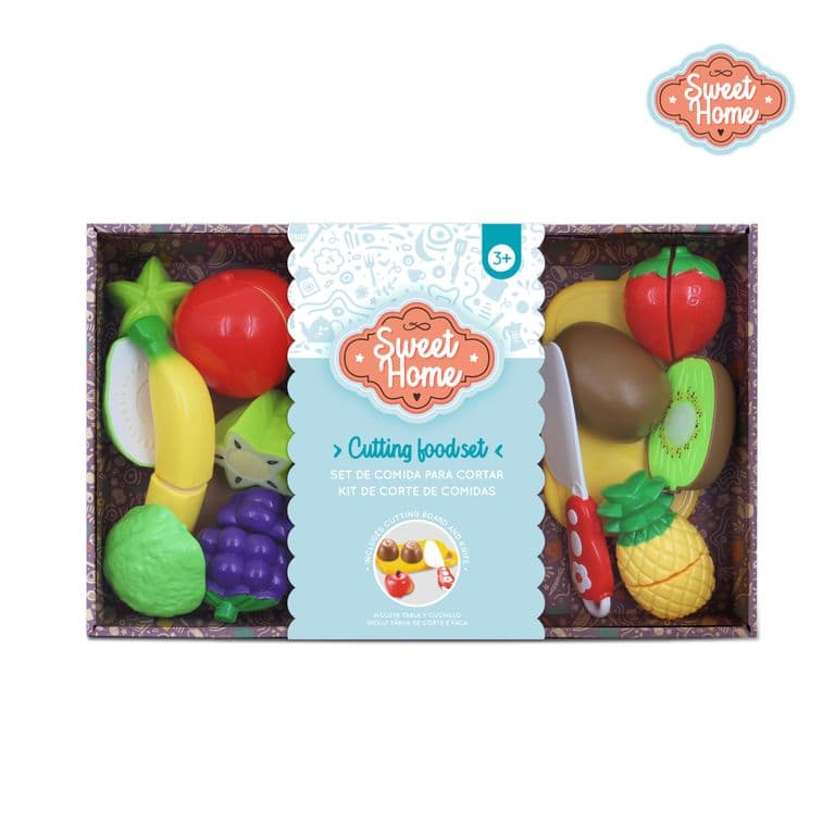Set Alimentos de Juguete para Cortar con Velcro y Accesorios