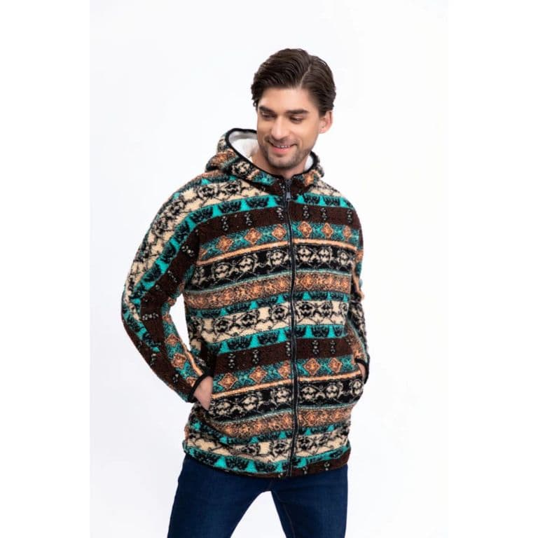 Chaqueta Hombre Poleron Etnico Forro Interior Piel Cierre 7570 Verde L/XL