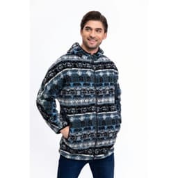 Chaqueta Hombre Poleron Etnico Forro Interior Piel Cierre 7570 Azul L/XL