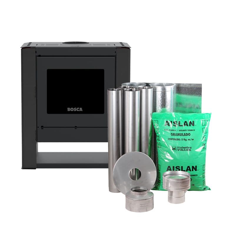 Pack Calefactor a Lena Gold 500 Charcoal Black Vision + kit de Instalacion