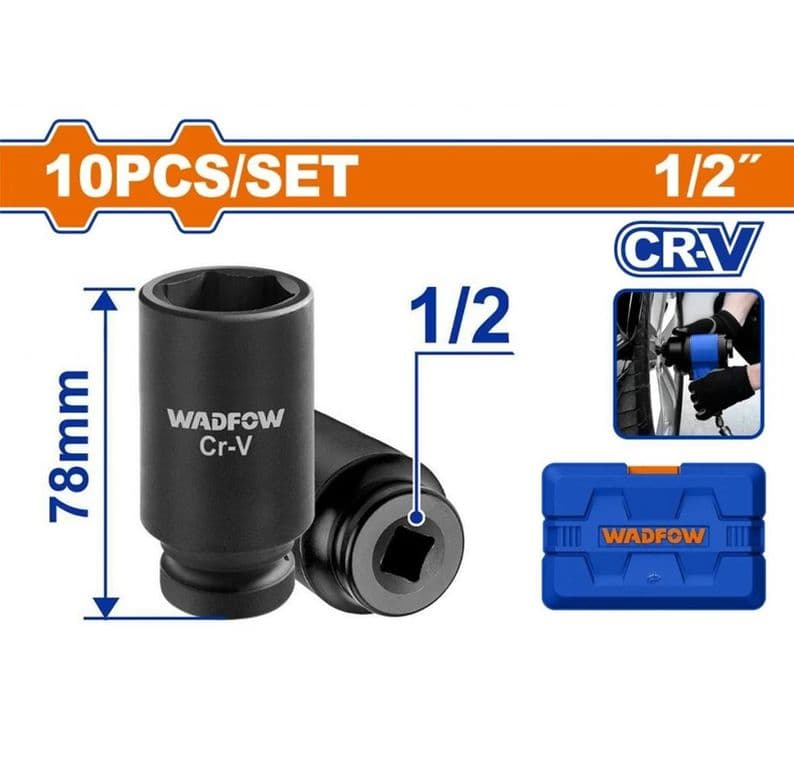 Set Dados De Impacto Largos 10 Pz 1/2 Pulgada Wms2d02