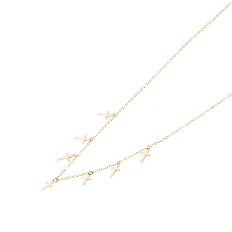 Collar Revestido en Oro 18kt Choker Cruces Colgantes Plateado 45