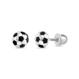 Aros de Pelota de Futbol de Plata 925 Negro TALLA UNICA