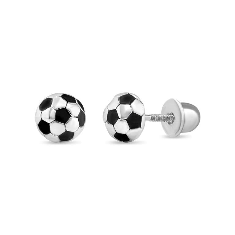 Aros de Pelota de Futbol de Plata 925 Negro TALLA UNICA