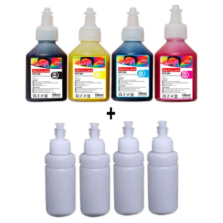 Pack 4 Tintas + 4 Botellas vacias para Canon Pixma G2110