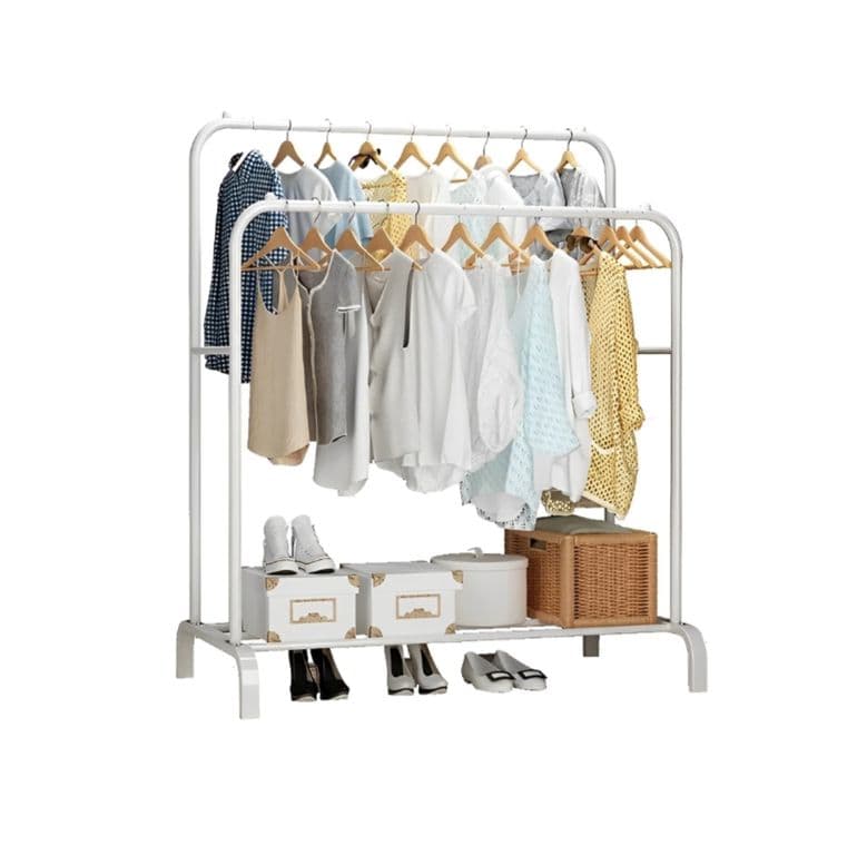 Perchero Blanco Doble Organizador de Ropa Resistente Hasta 35 Kilos