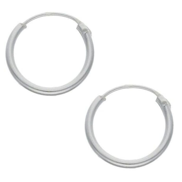 Aros Argolla de Plata Lisa 14 mm Plateado TALLA UNICA