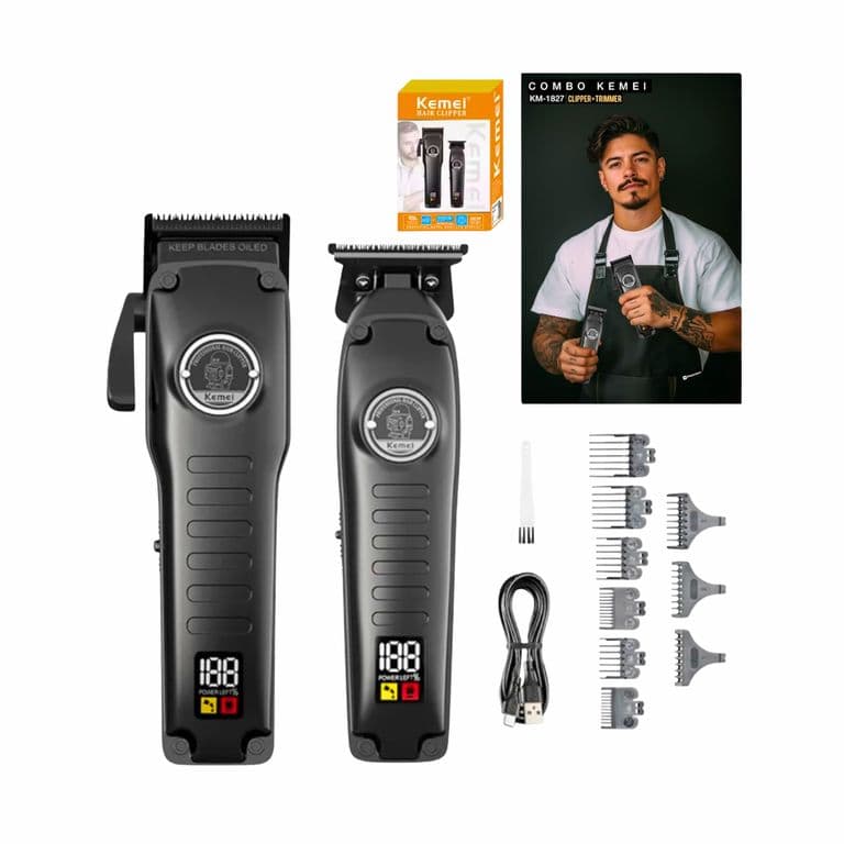 Combo Profesional de Cortadora y Patillera KM 1827 Negro